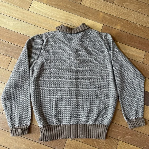 Paul Stuart Made in Italy Full-Zip Textured Cotton Sweater – Size S